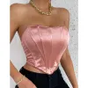 Tops Casual Elegant Outfits Corset Top Fashion Vest Sexy Women Tube Solid Mouwess Slim Taille bijgesneden Bustier Clubwear