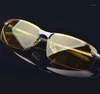 Lunettes de soleil polarisées Vintage pour hommes, Vision nocturne, carrées antiéblouissantes, lentille jaune, pour conducteur de voiture, 039s, 6882294