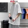 LAPPSTER Men de gran tamaño Tametas sólidas gráficas coloridas 100% algodón para hombre blanco TEE clásico manga corta de manga corta Cops 240417