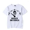 Męskie koszulki T-shirt STREET NECESITO una cerveza print Luminous Tops Tees letnia koszula Owwrotna koszulka dla mężczyzn