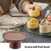 Piatti Piatto per torta con piede alto Decorazione in legno di acacia Decorazioni per la casa Puntelli per fotografia Espositore da tavolo per tè e dessert da tavolo