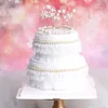 Décoration de fête de célébrité, magnifique garniture de gâteau en dentelle perlée, carte à brancher d'anniversaire, drapeau décoratif