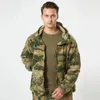 Jaquetas masculinas completas zip up tático verde velo camuflagem jaqueta térmica quente casacos de trabalho bolsos dos homens safari caminhadas outwear windbreak