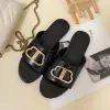 Designer sandalen en pantoffels Damessandalen Zomerjas Mode Vierkante knop Strandresortkamer Vierkante kop Veelzijdige platte bodem Uitgaan