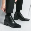Buty klasyczne męskie buty skórzane luksusowy styl brytyjski męski ubieraj się kostki botki modne buty biznesowe zimowe buty biurowe czarne buty
