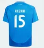 Italys 24 25 Jersey de futebol Maglia Italia 2024 Copa do euro 2025 Camisa de futebol da equipe nacional Homem Kit Kit Set Full Set Italian 125th Anniversary Home Away Chiesa Barella