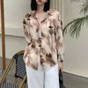 Camicette da donna 2024 Primavera Autunno Donna Moda coreana Stampa Button Up Camicia Casual Streetwear Design Chic Camicetta Donna Manica lunga allentata