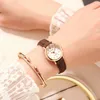 Armbandsur Top Clock Women Watches Ladies Rose Gold Wrist Smist Leather Armband Watch for Girls Gift Relogio Feminino