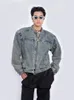 Men's Jackets High Street Washed Denim Hip Hop Loose Zipper Metal Design Jean Unisex Spring Autumn Short Casual Outerwear