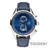 Wristwatches 2024 Men's Spacex Limited Edition Watch Sports Quartz Chronograph Blue Dial Brown Leath