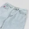 Pantalones cortos para hombre Vintage dibujos animados gráfico Denim estilo Harajuku Big Boy bordado pantalones vaqueros holgados gimnasio baloncesto hombres ropa