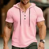 T-shirts pour hommes Couleur unie Hommes T-shirts à capuche 2024 Été Lâche Respirant Sports Fitness Hommes Chemise Casual Col Boutonné Hauts