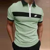 Polos masculinos 2024 Spell Color Homens Verão Manga Curta Moda Casual Zipper Camisa Polo