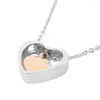 Pendant Necklaces Double Heart Stainless Steel Cremation Jewelry Hold Loved Ones Ashes Keepsake Urn Necklace