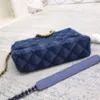 Sac à main en Denim pour femmes, sac à bandoulière à carreaux, sac à main de styliste dégradé bleu, sac classique pour dames, sac quotidien à la mode