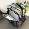 Backpack PVC Transparent Storage Bag Multi-Pockets Casual Bookbag Dame's Large Pojemność Pieczek Postrzeganie przez Clear Clear ramię