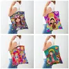 ショッピングバッグレディ両面漫画聖母メアリーシリーズハンドバッグ折りたたみ可能な再利用可能なハラジュクスタイルキャンバス女性買い物客バッグトート