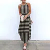 Casual Kleider 2024 Maxi Für Frauen Gitter Gedruckt Ärmelloses Kausalen Sommer Strand Kleid SOJINM Sling Lange Streetwear 4XL