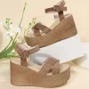 Sandaler kvinnor plattform kilar sandaler sommar romersk mode fast färg runda huvud casual nonslip skor sandalias gladiador mujer