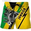 Men's Shorts Jamaica Lion Emblem Graphic Beach Shorts For Men 3D Print Jamaican Flag Pattern Hawaii Ice Shorts Summer Mens Swim Trunks Y240320