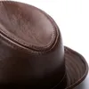 Outono masculino real genuíno couro topo chapéus moda bonés inverno quente cowboy 100% 240311