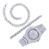 Orologi da polso Collana Orologio Bracciale Catena Hip Hop Ghiacciato Bling pavimentato CZ per uomo Donna Orologi d'oro Goccia di lusso