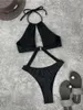 Kobiety stroje kąpielowe seksowne wycięte kantar Monokini One Piece Swimsuit Kobiet Kobieta wysoka noga wyściełana kąpiel Bather Kąpiec Swim Lady K3809