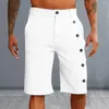 Shorts masculinos casuais com botão de cintura elástica para verão beachwear com perna reta ajuste clássico