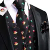 Vests Business Black Christma Silk Men Vest Tie Robe formelle Veste sans manches Slim 4PC 4PC HANKY CUFFLINK PAISLEY SUIT