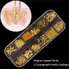 Decals 10 Box Fashion Nail Art Decoration sieraden Set -vormige klinknagellegering nagelboor parel paarden oog pailletten nagelklevende boor