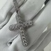Catena da tennis con diamanti Moissanite di lusso Vvs all'ingrosso con collana a croce Catena di gioielli placcata in argento