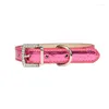 Dog Collars Pet Small And Medium-sized Collar PU Bright Leather Rhinestone Fashion Cat