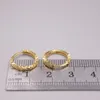 Hoop Earrings Real 18K Yellow Gold For Women Carved Full Star 12mm Outer Diameter Small Circle Stamp Au750 /E344