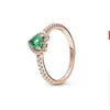 Любовное кольцо, 100% стерлингового серебра 925 пробы, подходит для кольца Pandora, ювелирные изделия, золото, новое возвышенное сердце, розовое зеленое кольцо, обручальное кольцо для влюбленных, модное обручальное кольцо для женщин