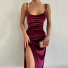 Elegancka suknia wieczorowa dla kobiet Summer Velvet Midi Bodycon Sukienka bez rękawów