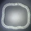 Prêt à expédier le collier de chaîne cubaine Hip Hop S925 Collier en argent 13 mm 2 rangées Collier de diamant Moisanite Collier Cuban Link