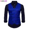 Vests Royal Blue Double Breasted Dress Vest Men 2023 Spring New Slim Fit Sleeveless Waistcoat Mens Business Wedding Suit Vest Male 2xl