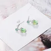 Stud Earrings S925 Silver Earring Coloured Glass Flower Cube For Women Gift Lady Girl Fashion Zircon Jewelry