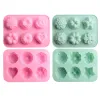 Rose Shaped lce Cube Mould 12 Grids Silicone Chocolate Pudding Molds Flower Grass Ice Cubes Tray Home Kitchen Baking Too TH1331