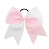 Hair Accessories 24pcs 8 Inch Double Color Ribbon Cheer Bows Grosgrain Bow With Elastic Ponytail Holder For Kids Accessorie