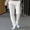 Męskie spodnie 2024 Wiosna lato swobodna bawełna luźna solidna kolor długi spodni menu streetwear moda sznurka