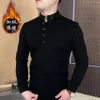 2024 İlkbahar ve Sonbahar Sıcak Yeni Çin tarzı ağır endüstri kazak moda boş zaman trend ince fit erkekler küçük ayakta duran yaka