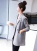 Women's Suits LANMREM Gray Blazers For Women Notched Long Sleeves Single Button Fashion Coat Office Lady Clothing 2024 Spring 2DA3821