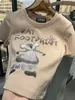 Chao Brand Elephant Lettre Épaule T-shirt à manches courtes Col rond Slim Fit Top