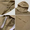 INCERUN hommes solide Trench séchage rapide à capuche lâche Ponchos poches décontracté extérieur manteau hommes manteaux irréguliers pas imperméables S-5XL 240318