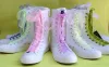 ブーツRyamag 2022 New Women's Canvas Boots Mid Calf Danceフラットブーツ刺繍ファッションフォークカストムジッパールカイズスニーカー