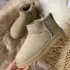 Boots New 2023 Style Basic Short Mini Winter Sheepskin Snow Boots Women Natural Wool Fur Lined Ankle Warm Flat Shoes Plus Size 3544