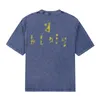 Pesado Feito Paris Estilo Homens Graffiti Carta Vintage Impressão Tee Lavado Designer Camiseta Verão Rua Skate Manga Curta Camiseta 24ss 0318