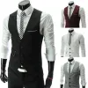 Coletes 2023 masculino fino ajuste terno colete cor sólida casual sem mangas vintage colete moda homem preto cinza formal businss colete homme