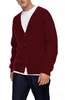 Mężczyźni Solidny kolor Vneck Cardigan Long Rleeve Slim Single Breasted Mens Kreska Koszulka 240307